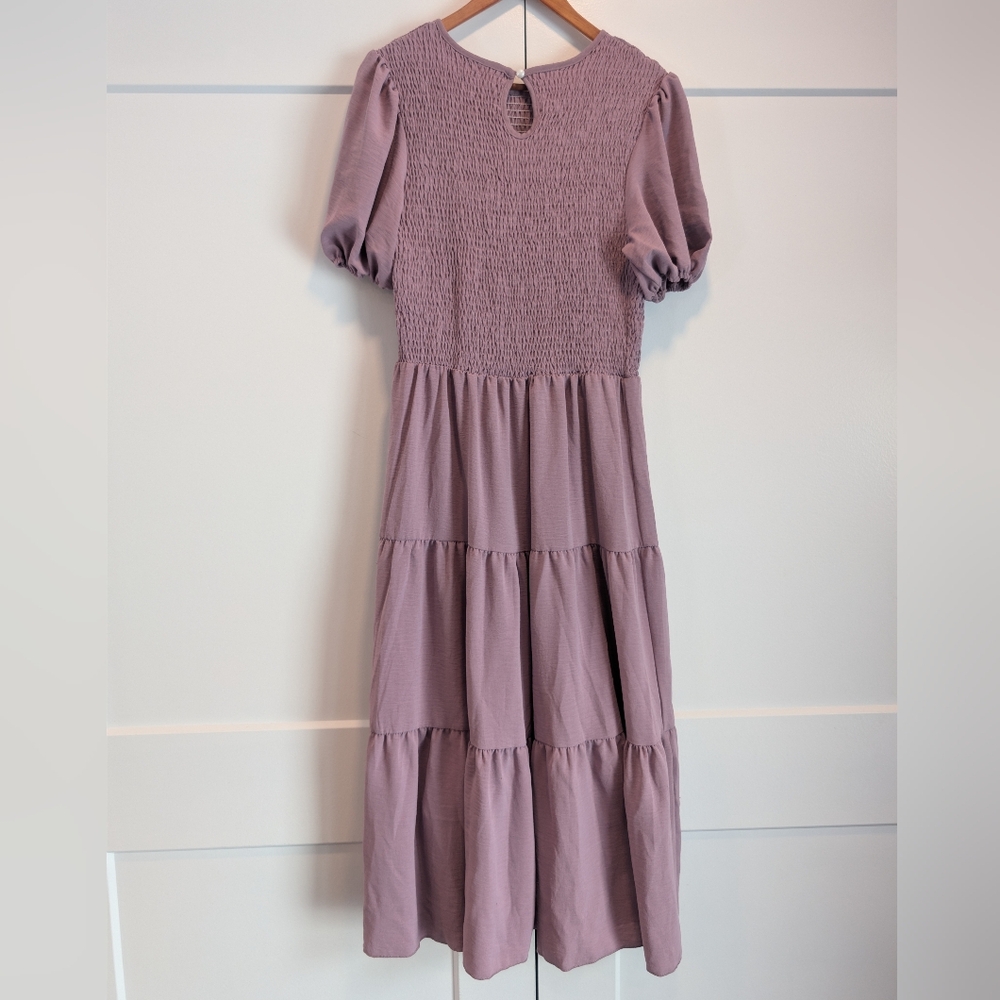Summer Beach Dress Elegant Lavender Tiered Skirt Women's Dress - Picture 5 of 5